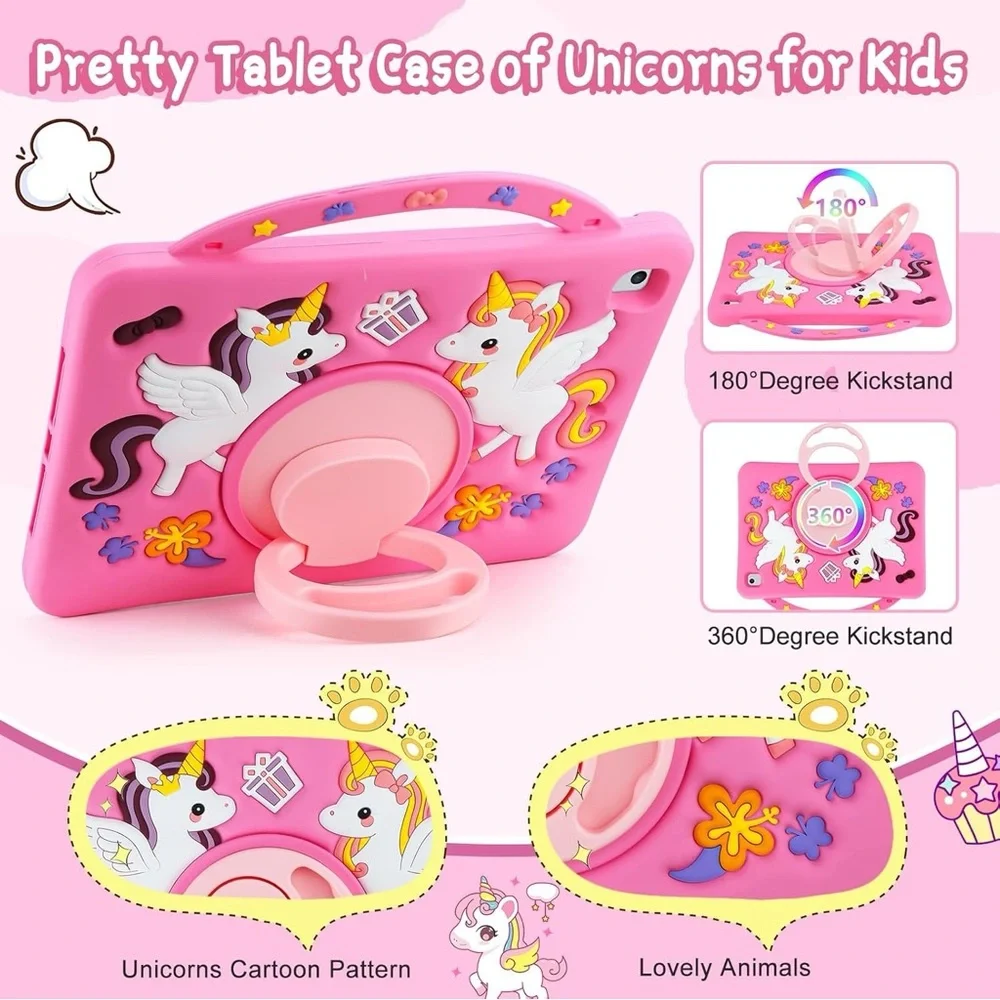 HianDier Unicorn Kids Case for iPad 5th 6th Gen Air 1 2 Pro 9.7 Pink Stand Strap